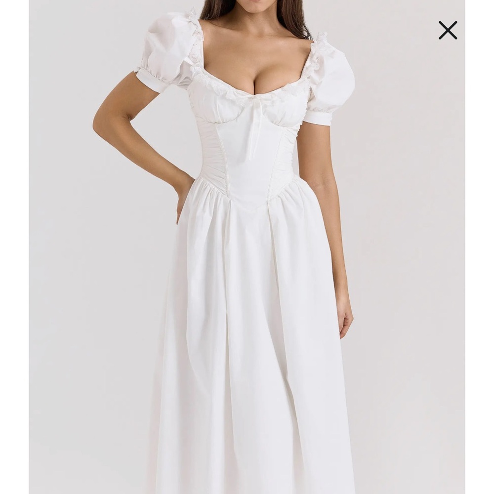 House of CB lulabell cotton puff sleeve midi dress